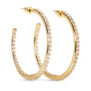 Baublebar Crystal Pave Inside Out 18k Gold Plated Sterling Silver Hoop Earrings
